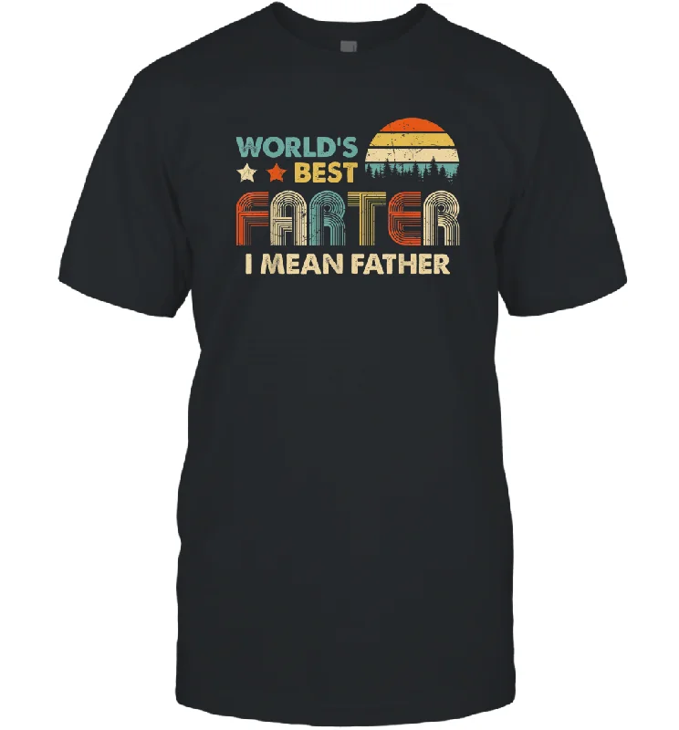 World's Best Farter, I Mean Father T Shirt Funny Dad Vintage Men Cotton T-Shirt