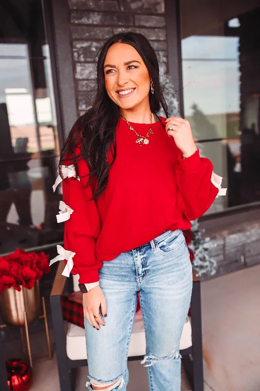 Rilynn Bow Pullover-Red