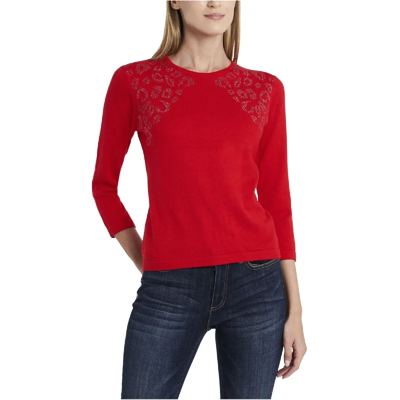 Vince Camuto Womens Studded Pullover Sweater