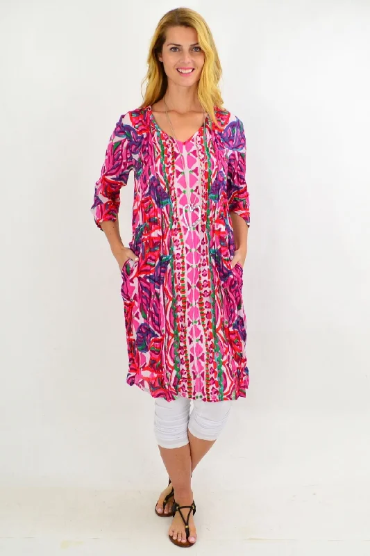 Pink Pattern One Summer Tunic Dress