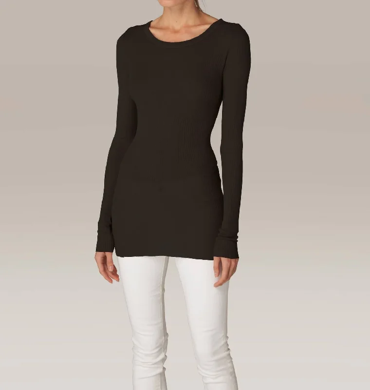 Silk Rib L/s Tunic In Black