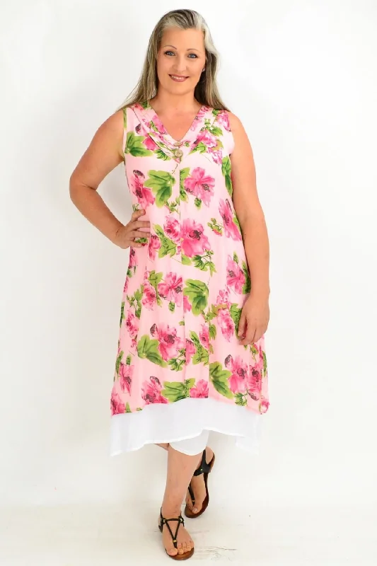 Summer Garden Pink Tunic Dress