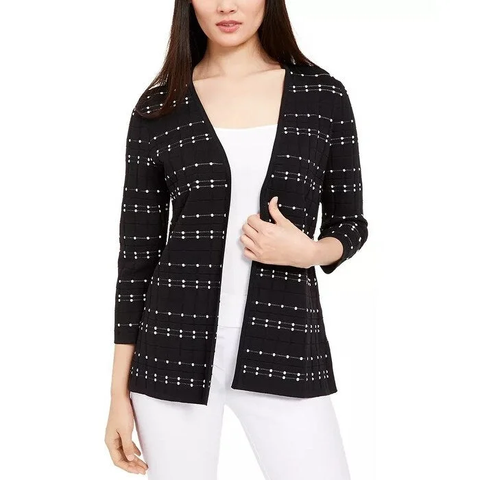 Alfani Women's Open-Front Textured Cardigan Black Size Small