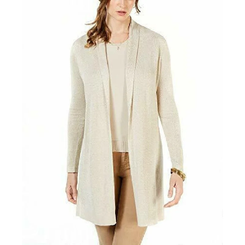 Charter Club Women`s Metallic Cardigan Beige Size Medium